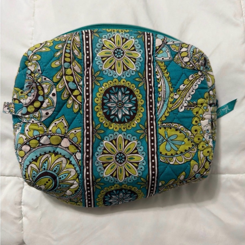 Vera Bradley Teal and Yellow Cosmetic Bag
